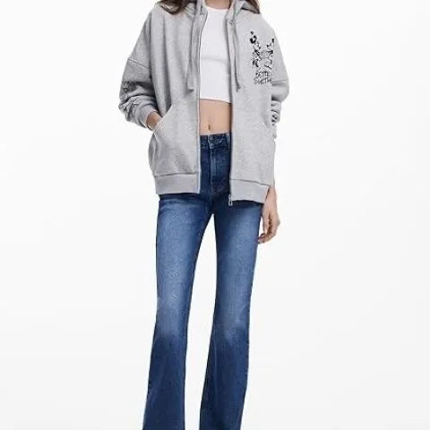 Hooded Cardigan With Zipper Front Cartoon Print On Soft Cotton Blend For Casual Everyday Style