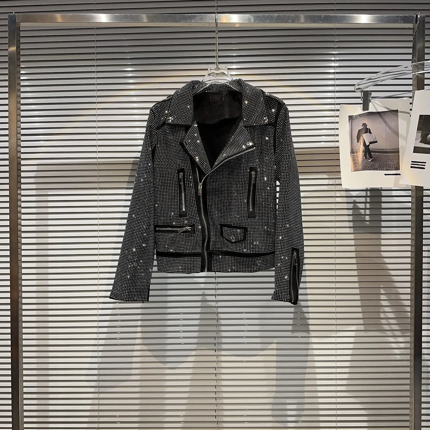 Sequined Embellished Zip Front Bomber Jacket For Women