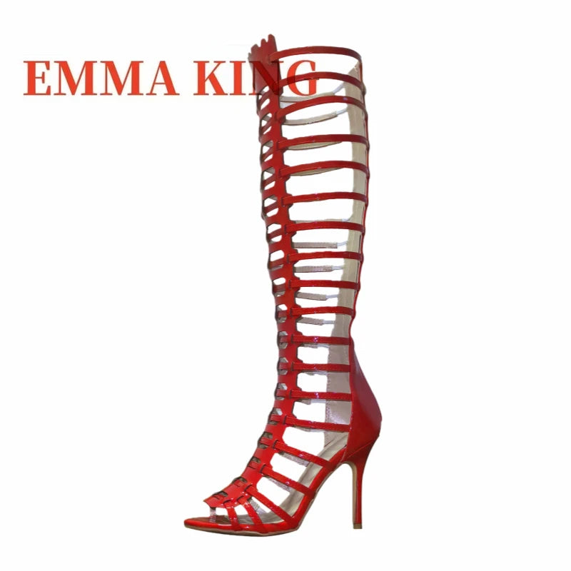 Knee High Gladiator Sandals with Buckles for Women