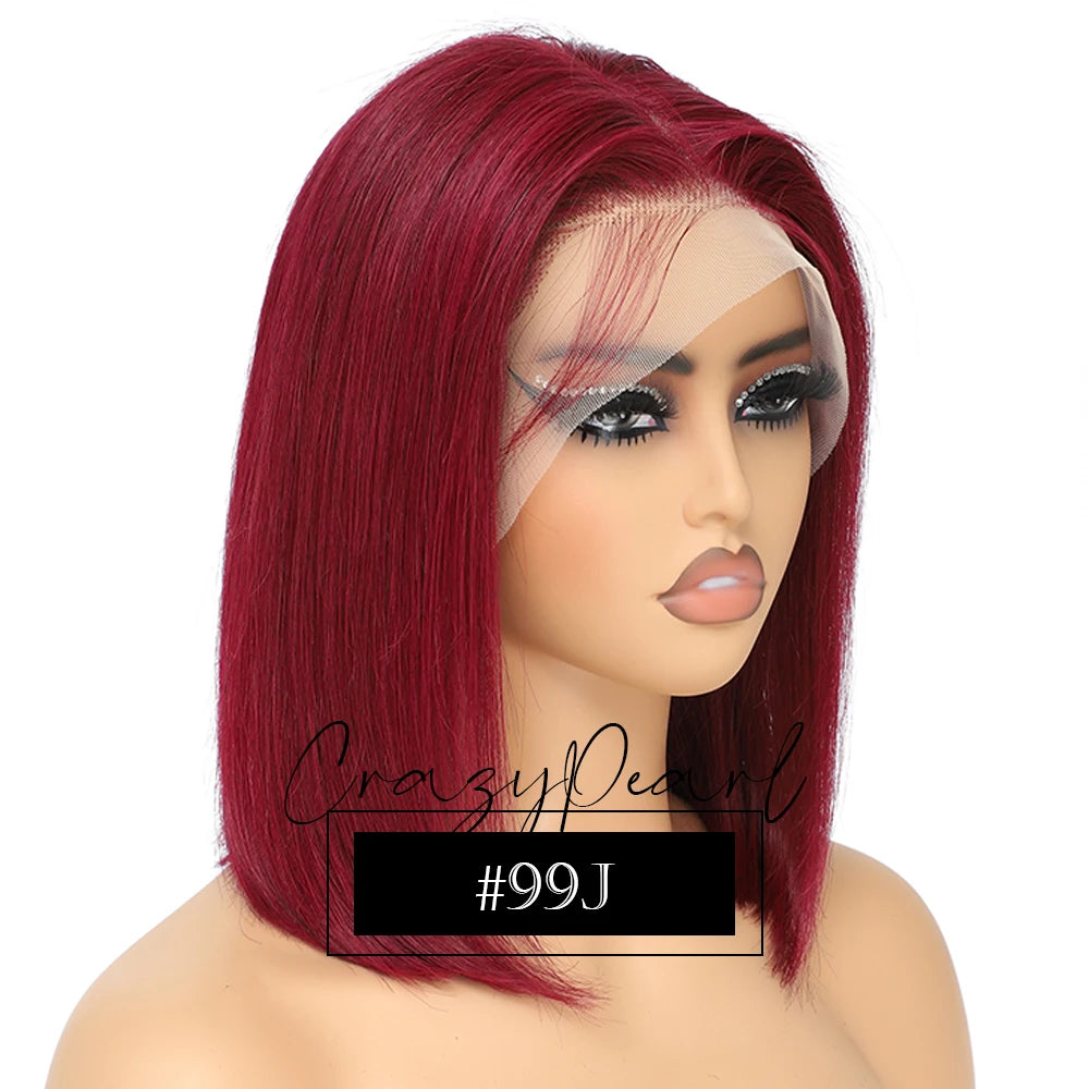 Short Transparent Lace Human Hair Bob Wig for Women
