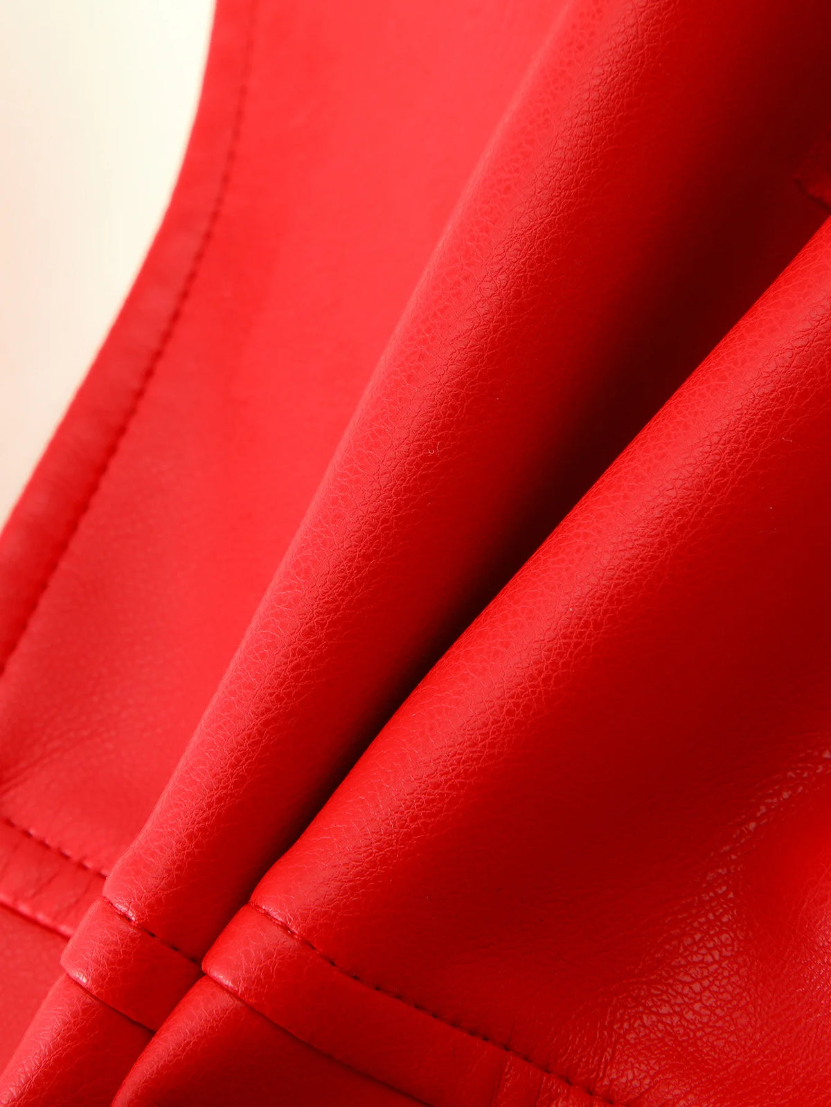 Contrasting Color Embroidered PU Leather Jacket for Women