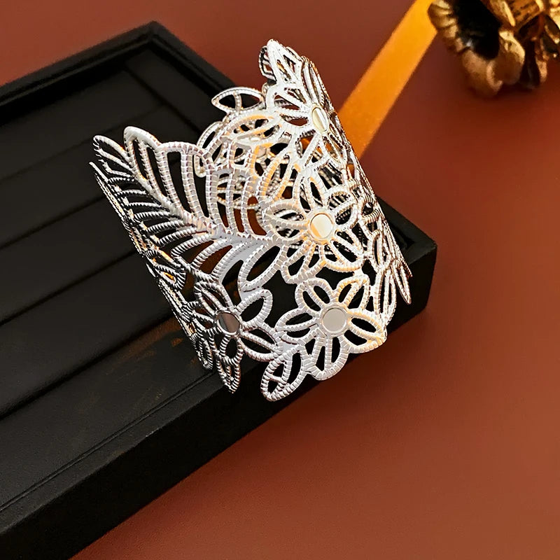 Layered Geometric Metal Cuff Bracelet