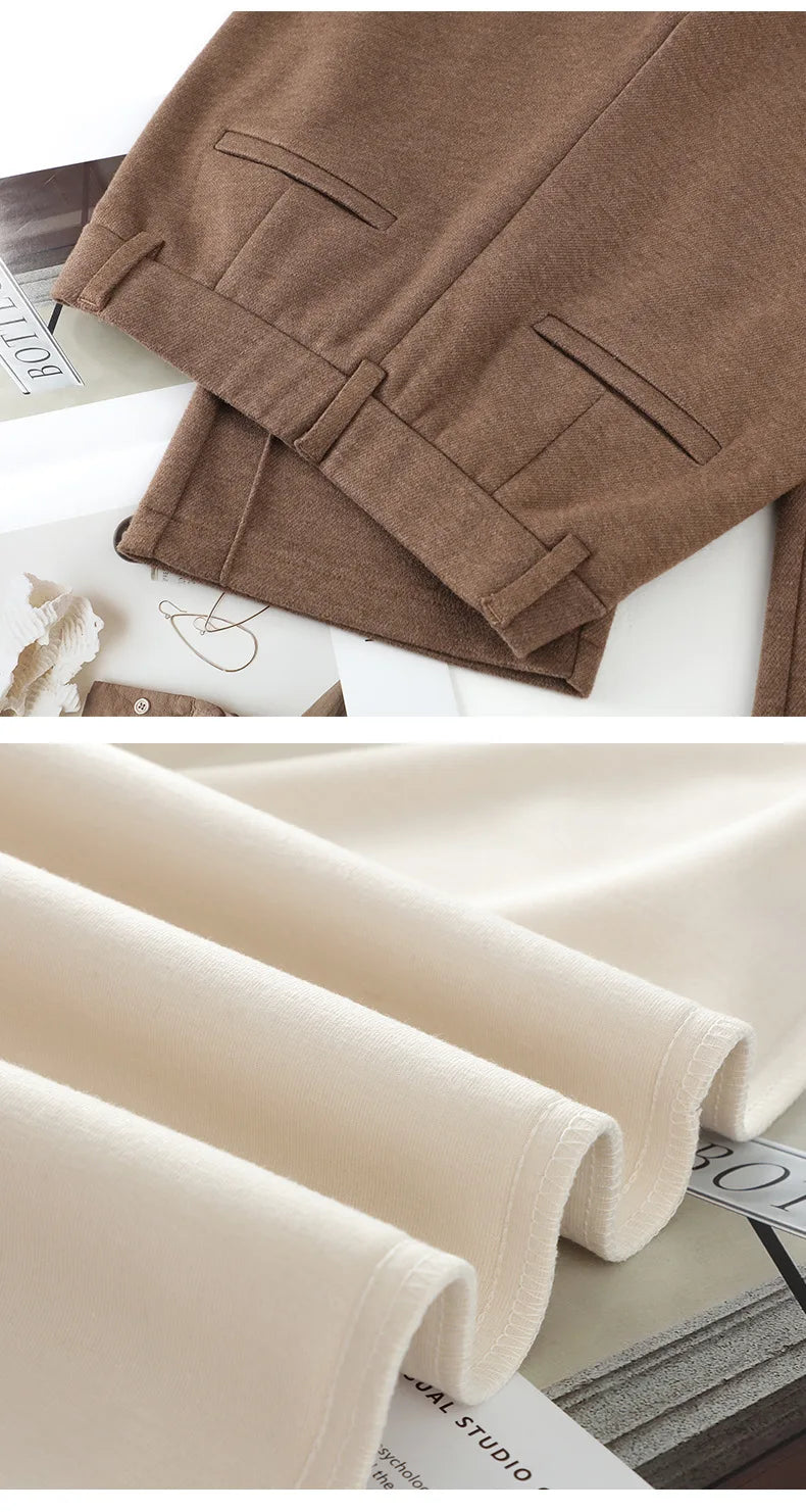 Full Length Textured Woolen Wide Leg Pants For Women
