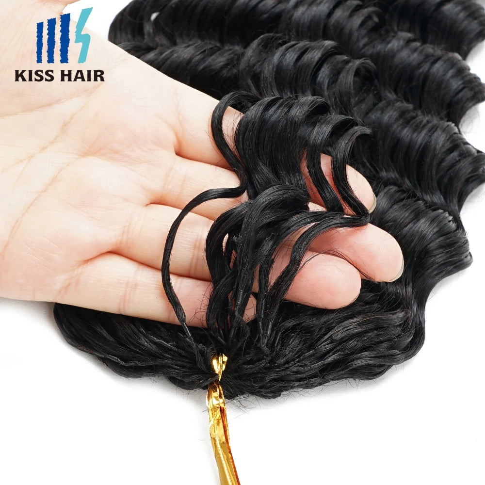 Deep Wave Brazilian Human Hair Knotless Crochet Braids for Women