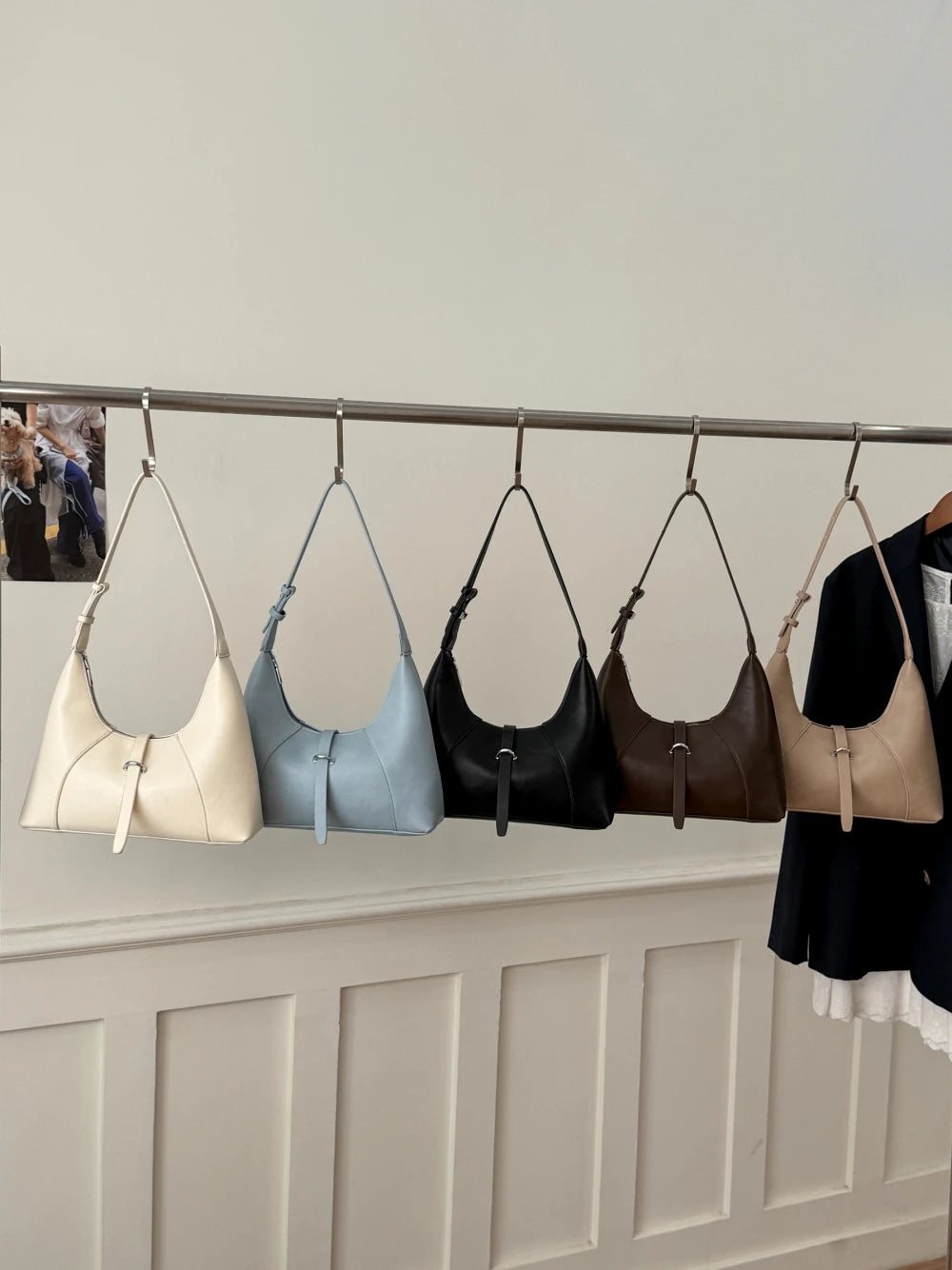 Solid Color Faux Leather Hobo Shoulder Bag for Women