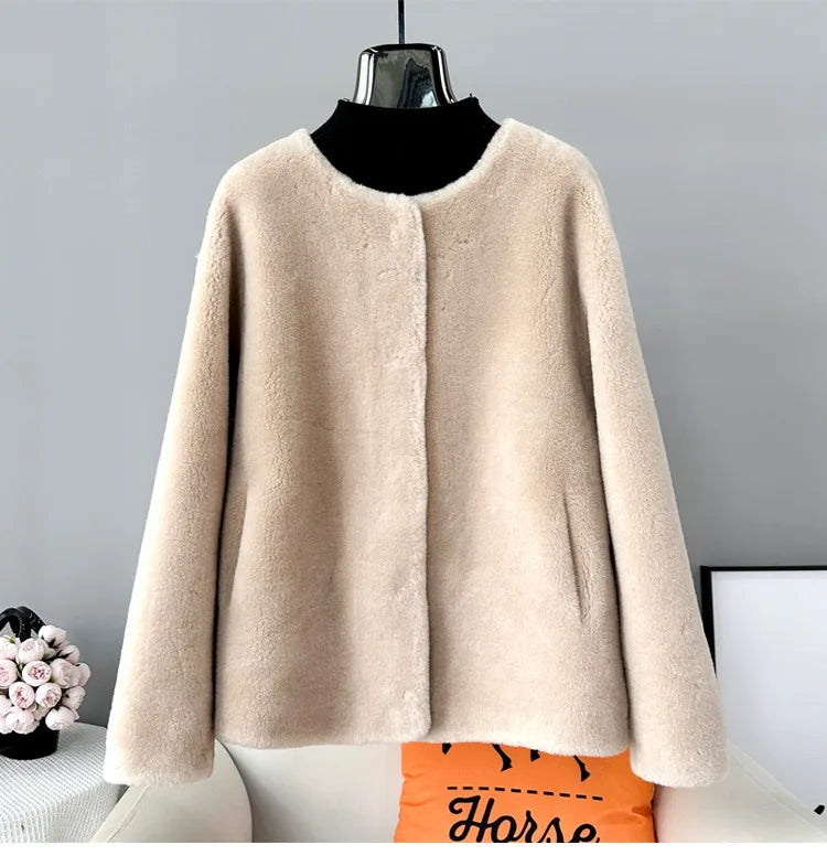 Real Shearling Wool Coat
