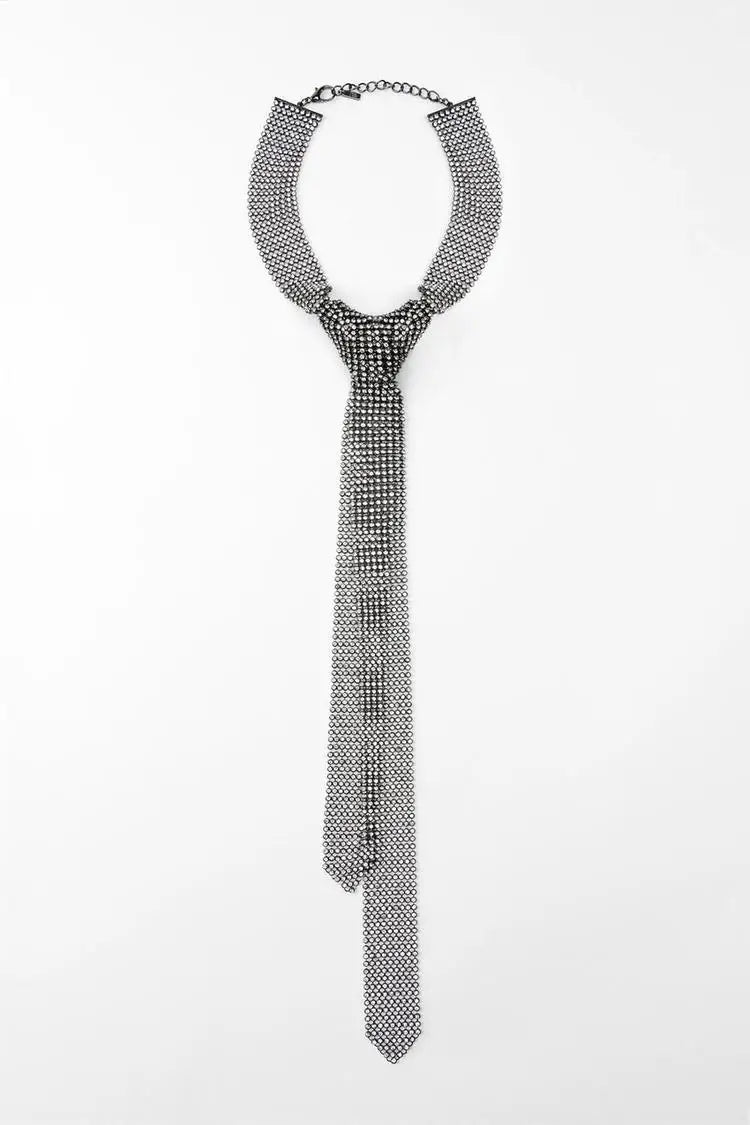 Rhinestone Hollow Mesh Retro Pendant Necklace for Women