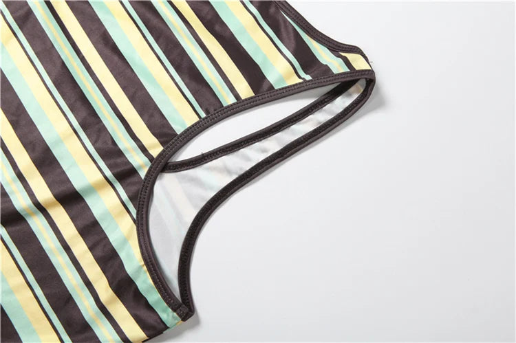 Striped Patchwork Stretch Backless Tank Top for Women