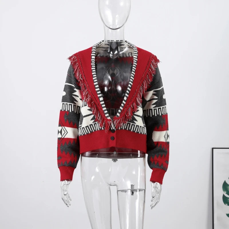 Casual Tassel Knit Open Front Long Cardigan for Women