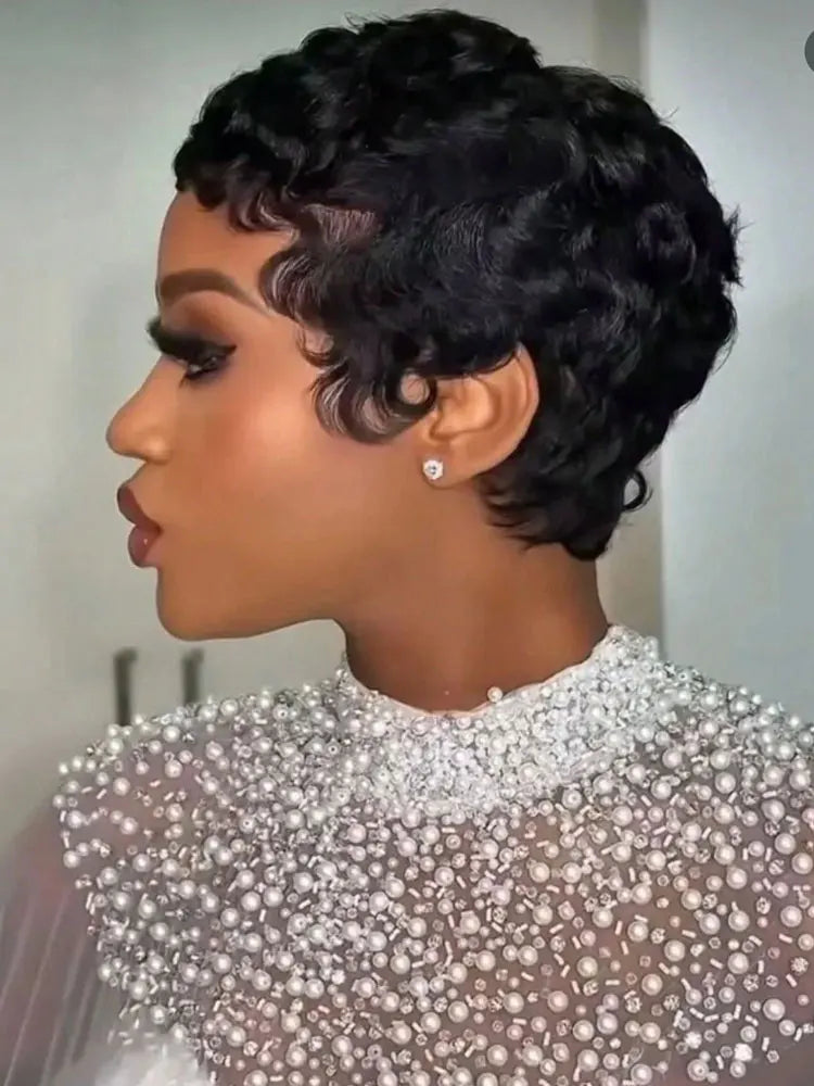 Curly Brazilian Pixie Cut Lace Front Wig for Women