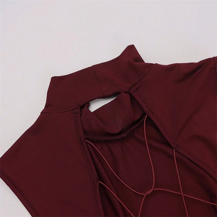 Backless Sleeveless Maxi Dress With High Collar for Women