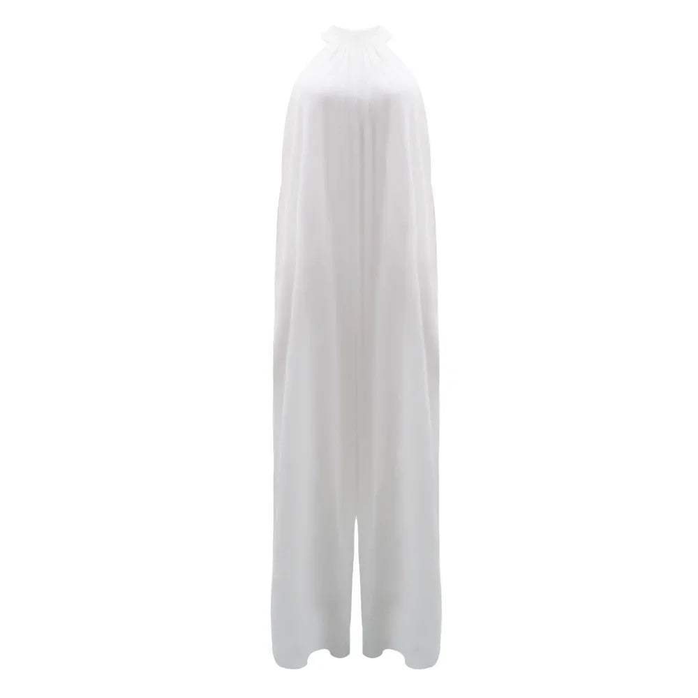 Loose Fit Solid Color Chiffon Ankle Length Jumpsuit for Women