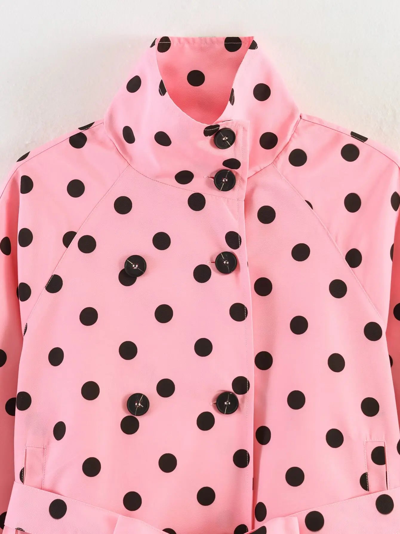 Polka Dot Double Breasted Belted Chic Jacket for Women
