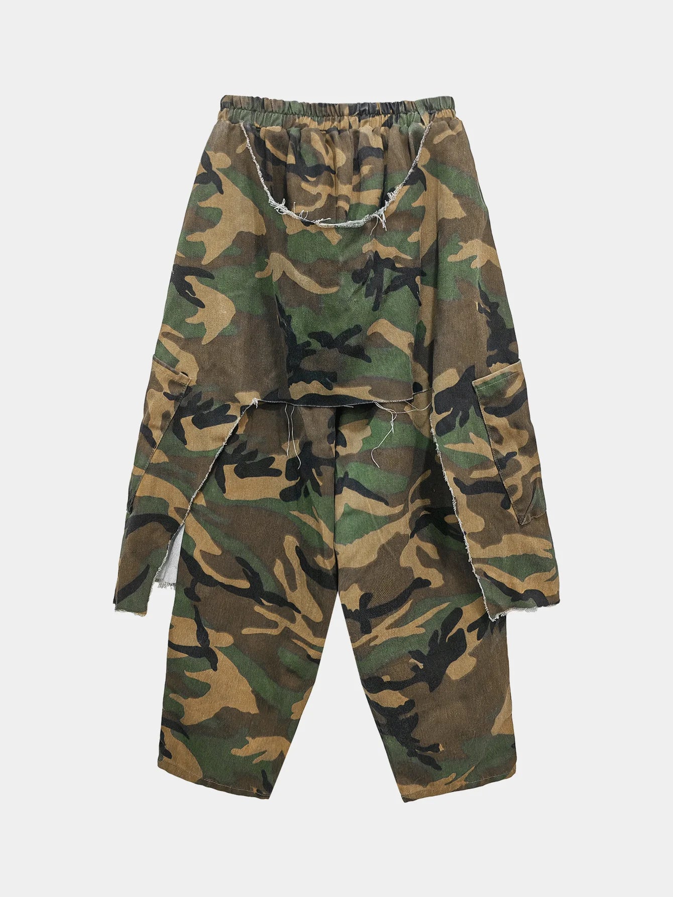 Drawstring Tie Dye Camouflage Ripped Harem Pants for Women