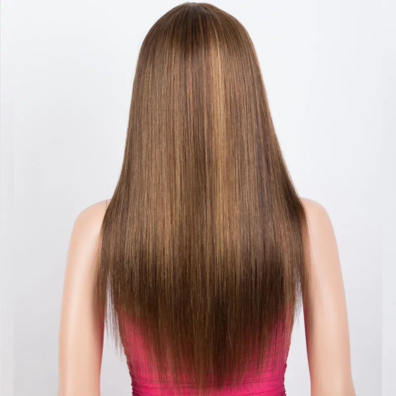 Glueless Straight Human Hair Wig With Bangs for Women