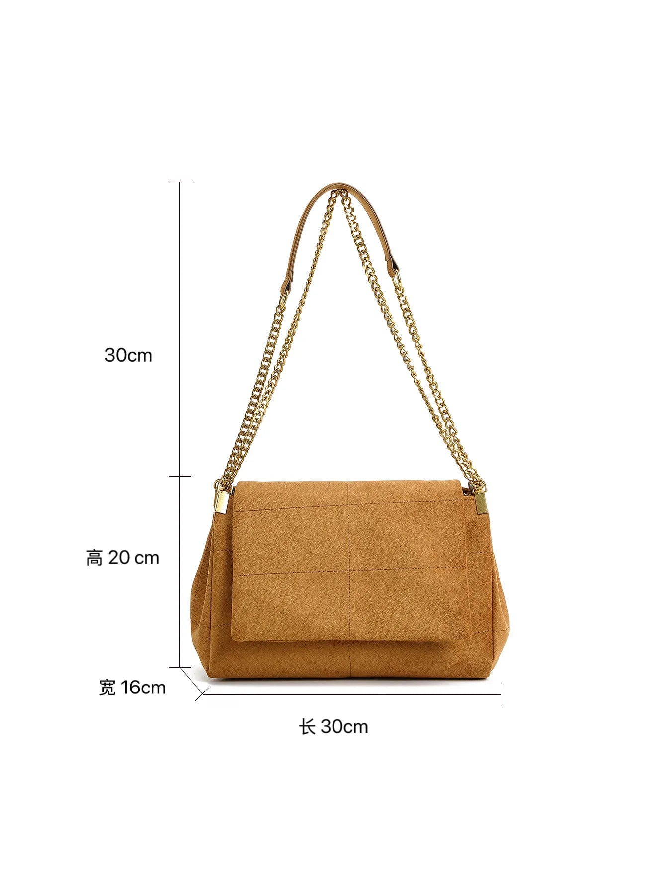 New Women Autumn Winter Suede Shoulder Bag Vintage Tote Bag with Chains Fashion Designer Luxury Handbags Retro Crossbody Bags