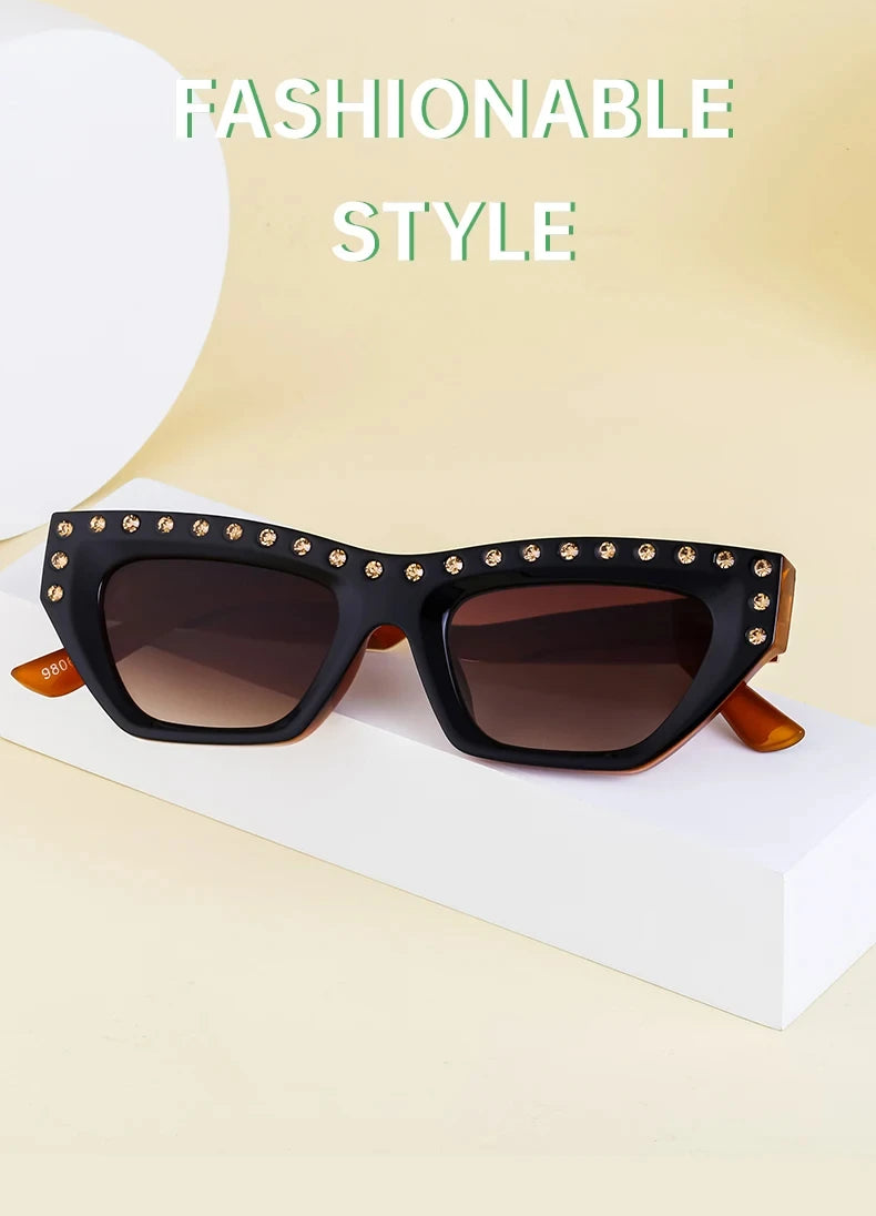 Rhinestone Cat Eye Rectangle Sunglasses