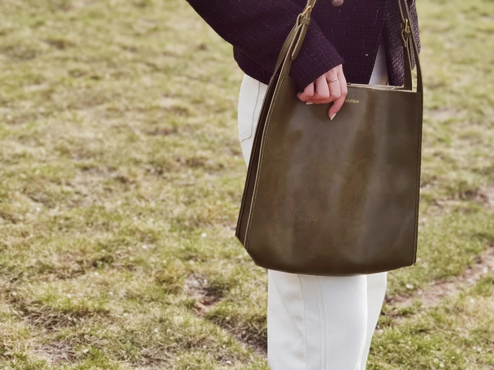 Genuine Shiny Leather Large Capacity Tote Bag for Women