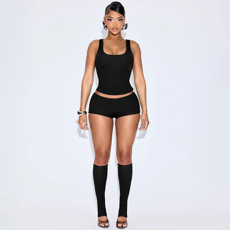 Sexy Mesh Patchwork Crop Top and Shorts Set for Women