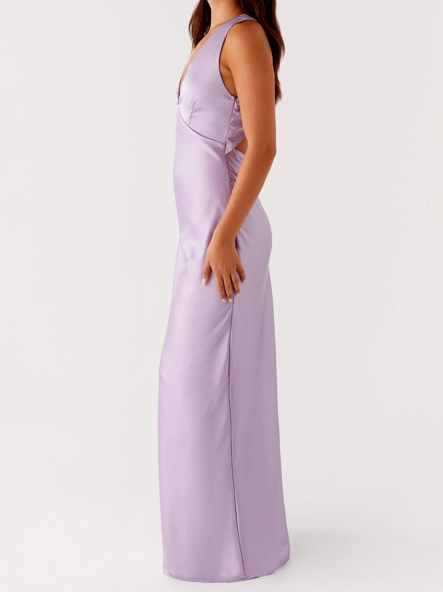 Women's Satin Halter Dress Solid Color Back Cross Elegant Slim Fit Dress for Party, Wedding