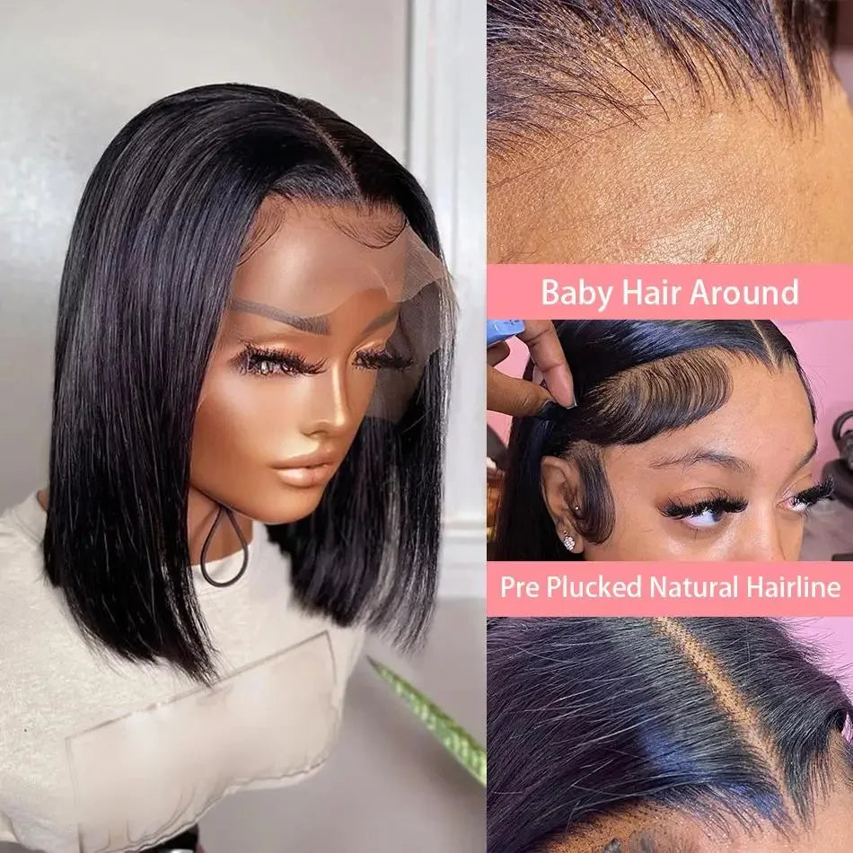 Short Bone Straight Malaysian Human Hair Bob Wig for Women