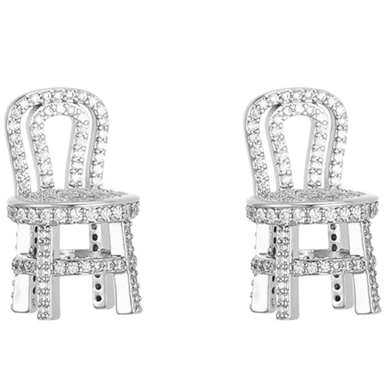 Shiny Three-Dimensional Zircon Stud Earrings for Women