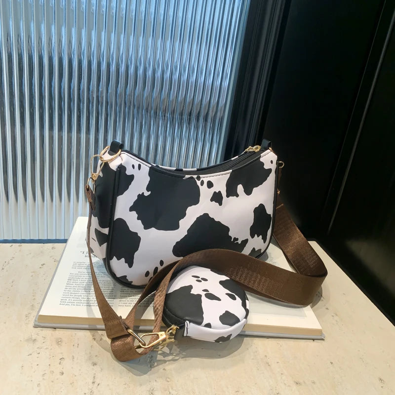 New Leopard Print Bag Fashion Cow Pattern Drawstring Bucket Bag Texture Brand Design Crossbody Bag Lady Versatile Storage Bag