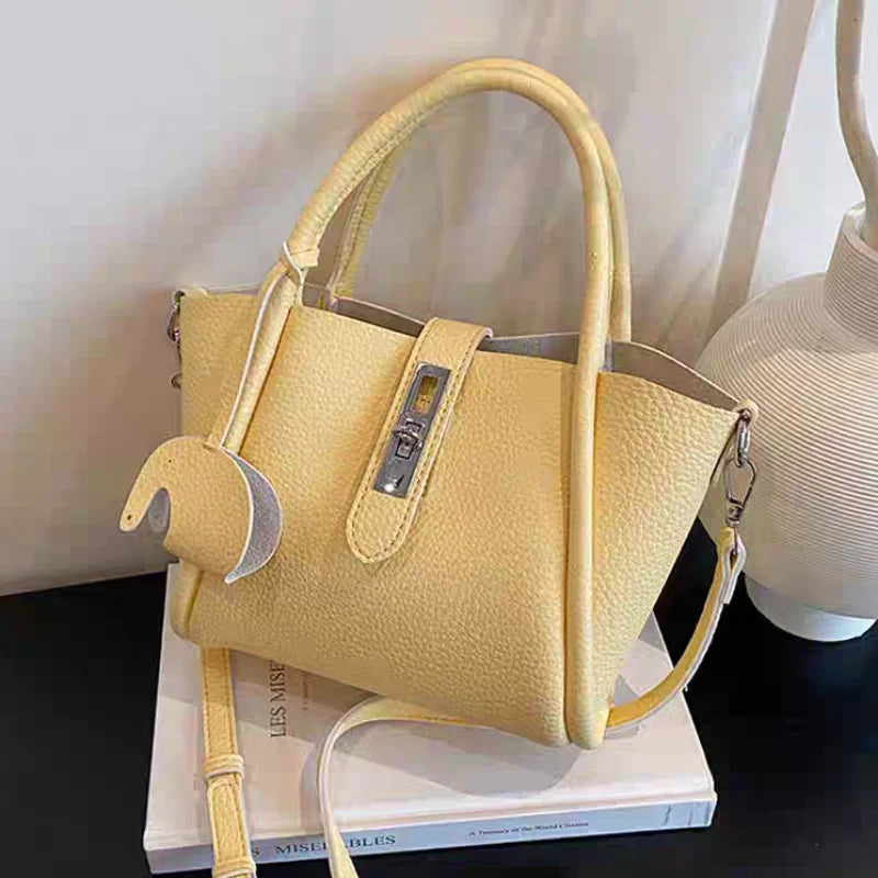 Fashion Design Women Bucket Bag Brand Trendy Basket Bag Versatile Simple Solid Color Texture Women's Bag Shoulder Crossbody Bag