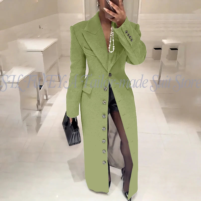 Elegant Slim Fit Blazer With Notched Collar For Women