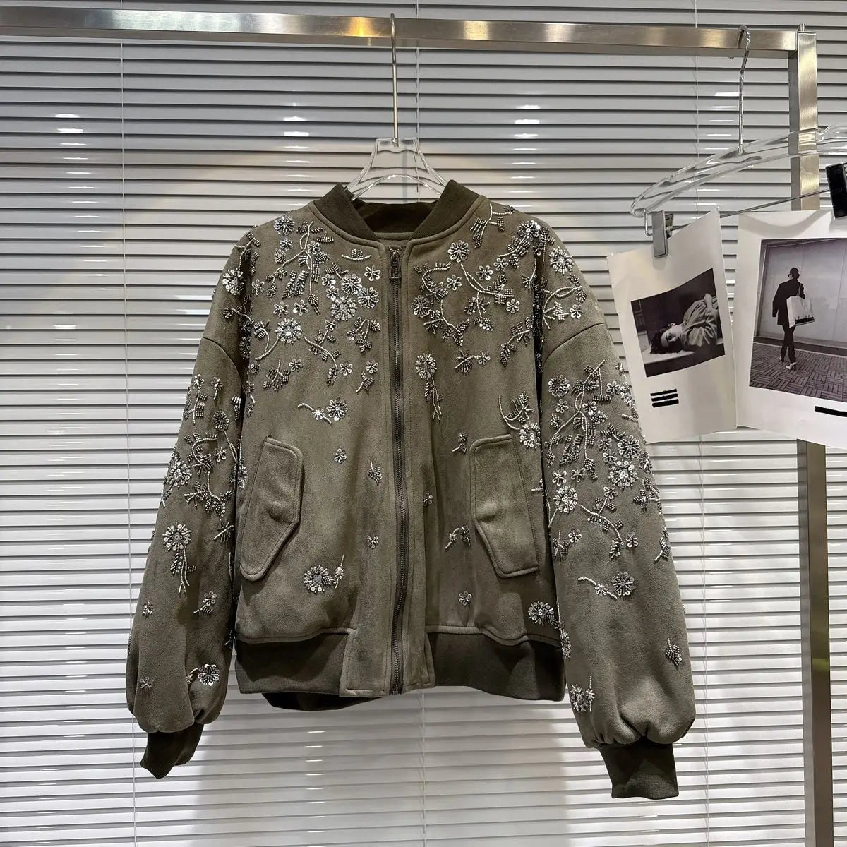 2026 Winter New Coat for Women,Retro Heavy Industry Nail Bead Suede Embroidery Loose Cotton Jacket