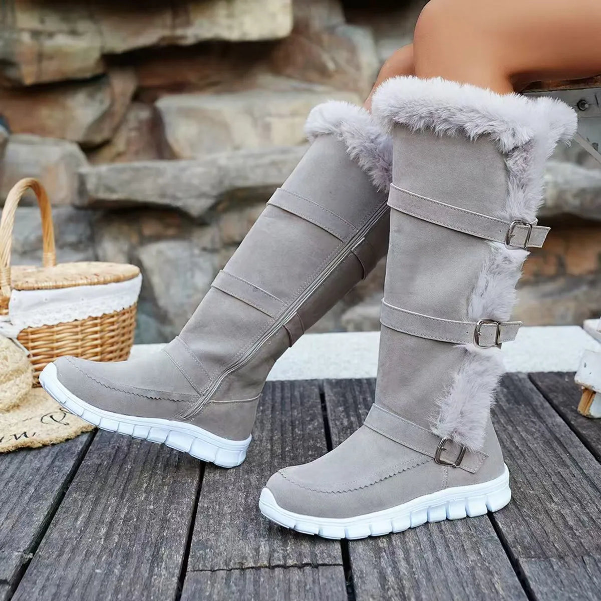 Comfortable Plush Warm Slip On Ankle Boots for Women