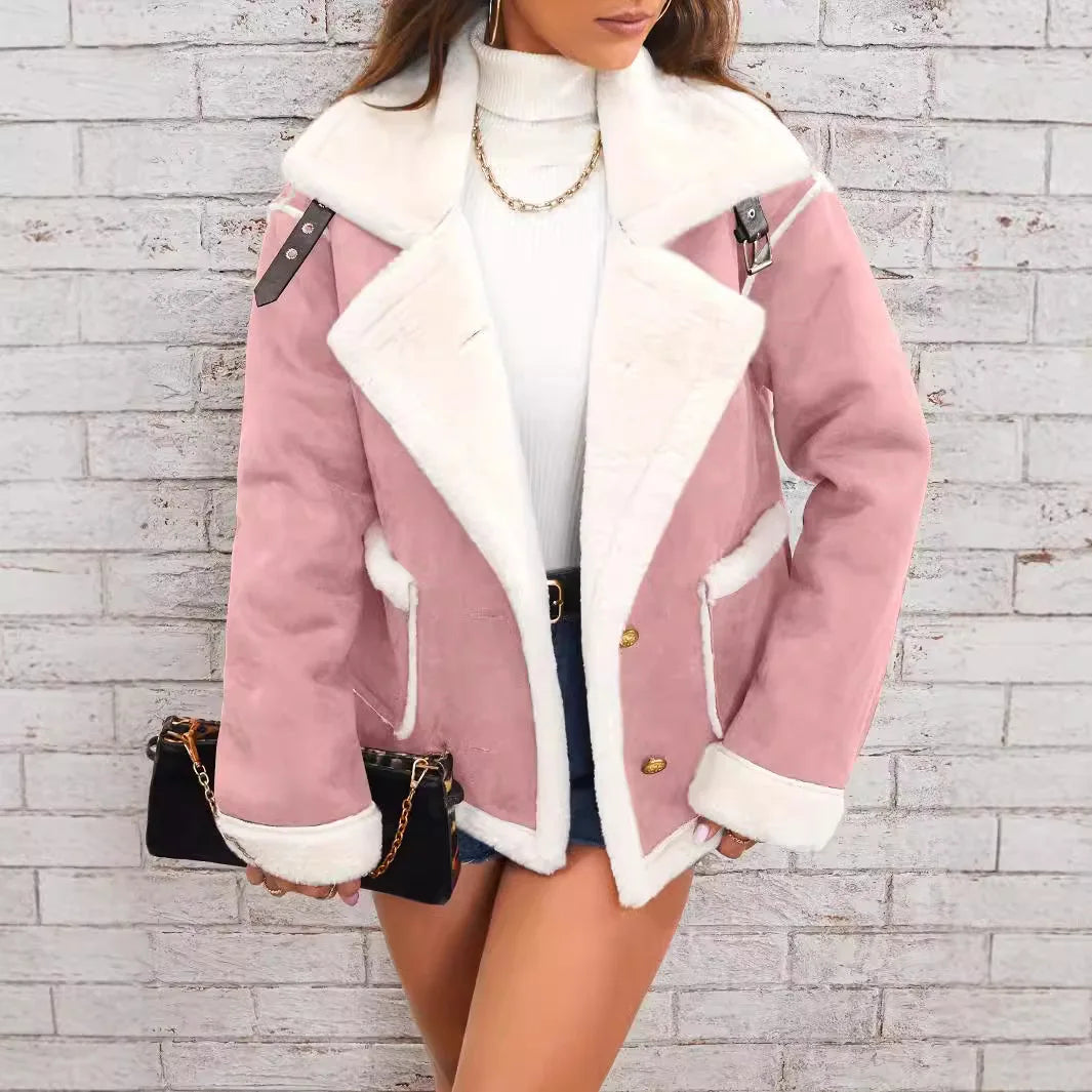 Turn Down Collar Shearling Jacket