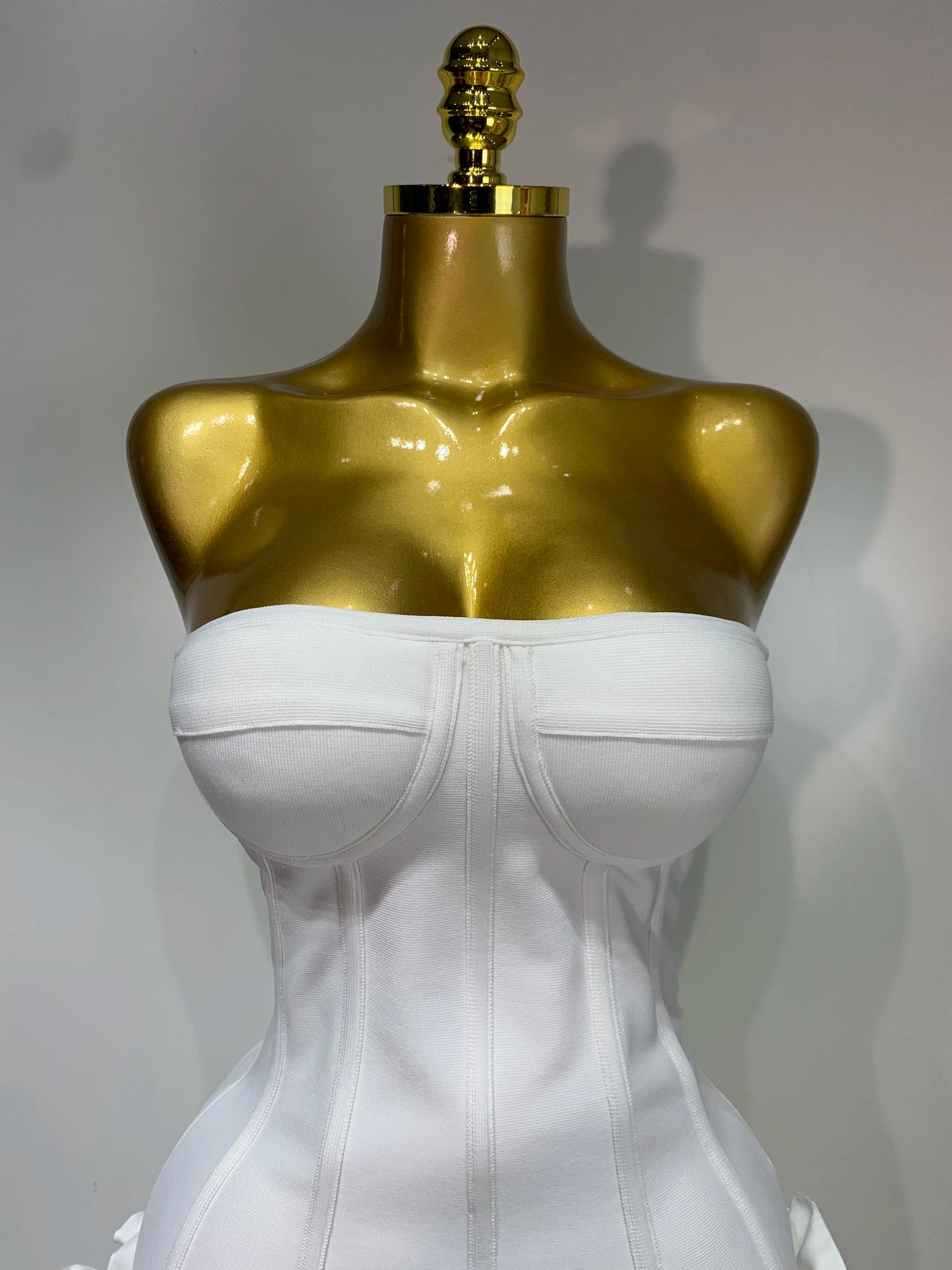 Women Sexy Strapless Backless Flower Embellished Mini Bandage Dress Bodycon Celebrity Party Cocktail Evening Party Club Dresses