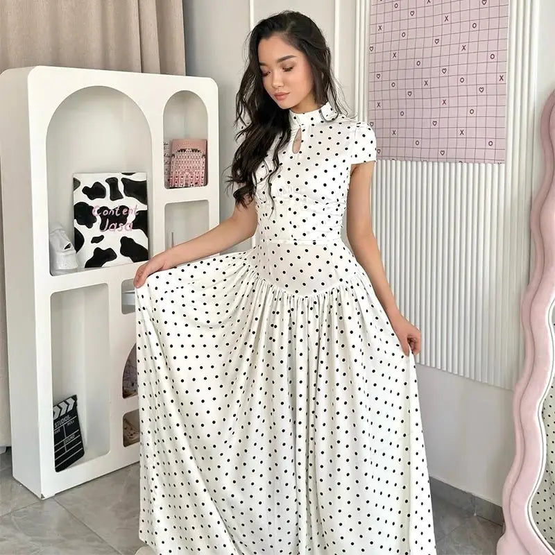 Elegant Hollow Out Lace Up Ankle Length Dress for Women