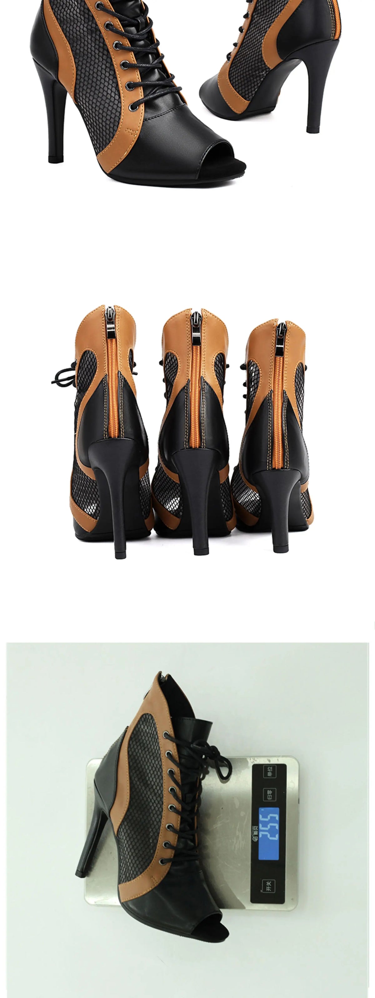 Lace-Up Stiletto Latin Dance Ankle Boots for Women