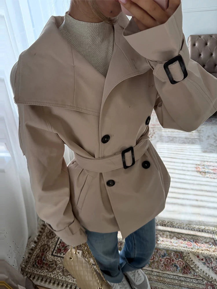 Relaxed Fit Belted Single Breasted Jacket for Women
