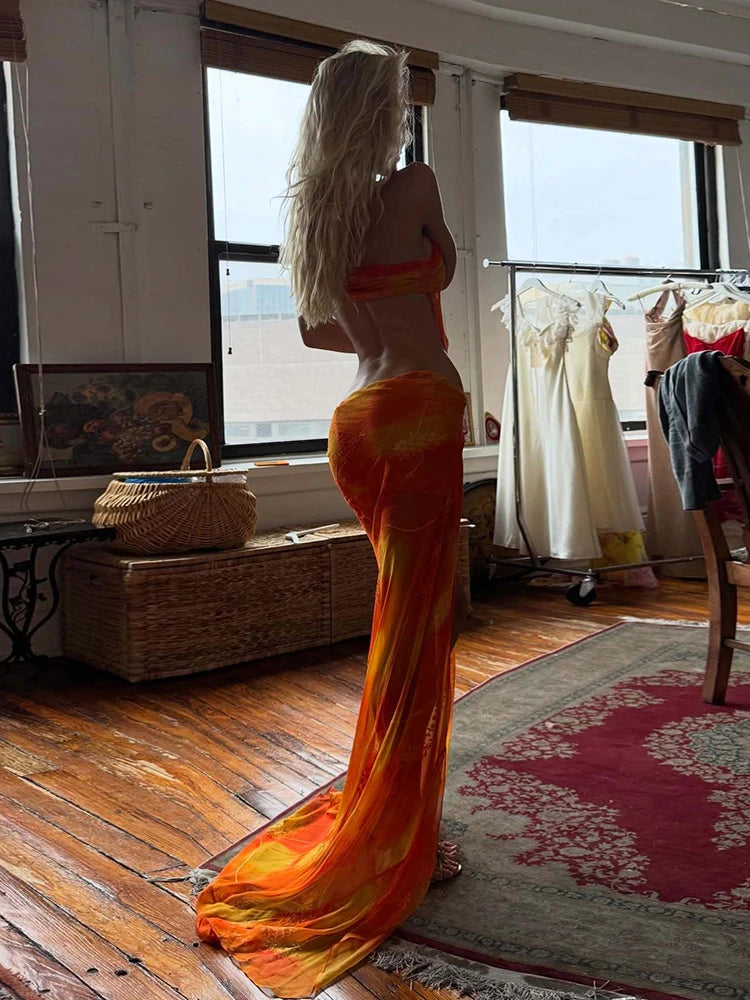 See-Through Halter Beach Backless Bodycon Dress for Women