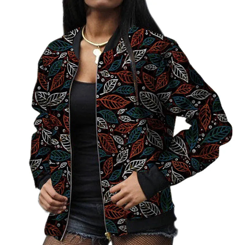 Stylish Elastic Waist African Print Jacket for Women