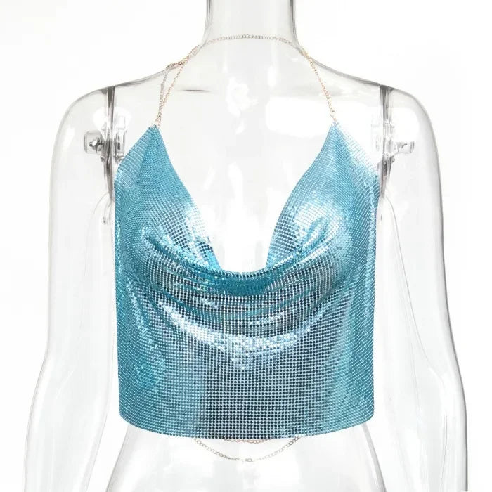 Tank Top Women Metal Sequin Camisole Party Nightclub Music Festival Sleeveless Sexy Vest for Female Streetwear 2025 Summer New