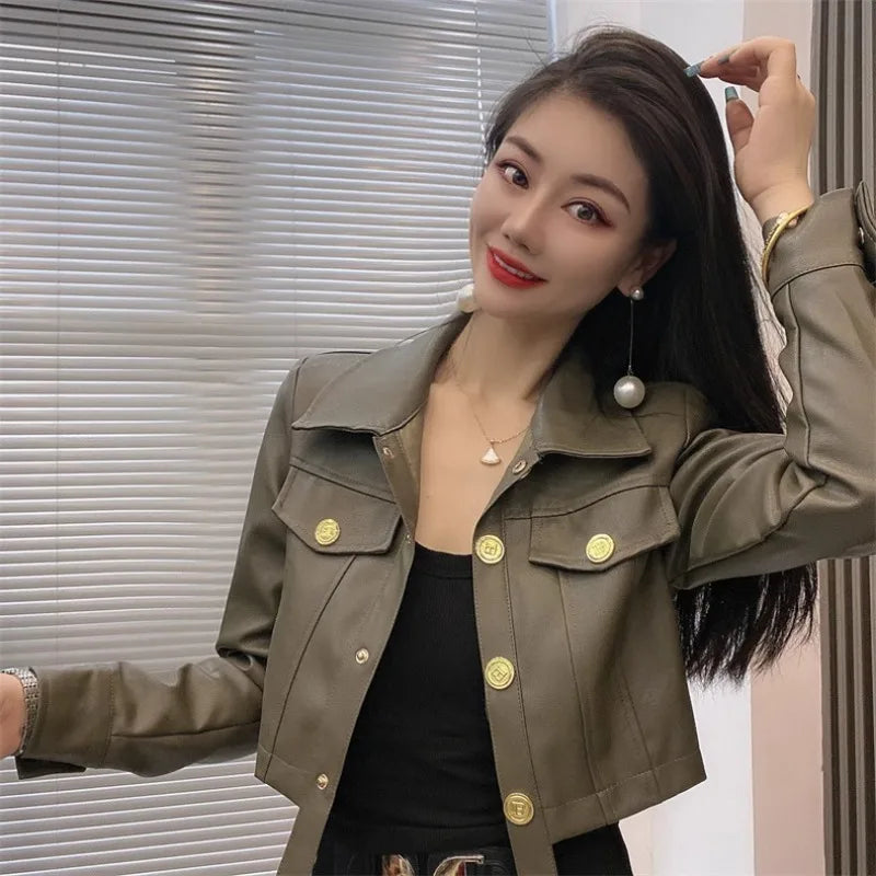 2025 Autumn New Short Style Coat Women's Leather Jacke Clothing