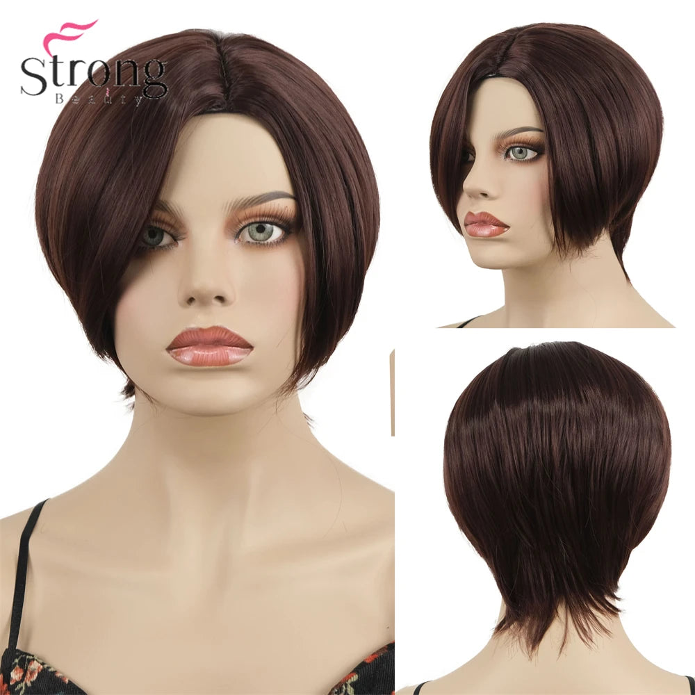 Capless Red Short Pixie Cut Natural Synthetic Wig For Women