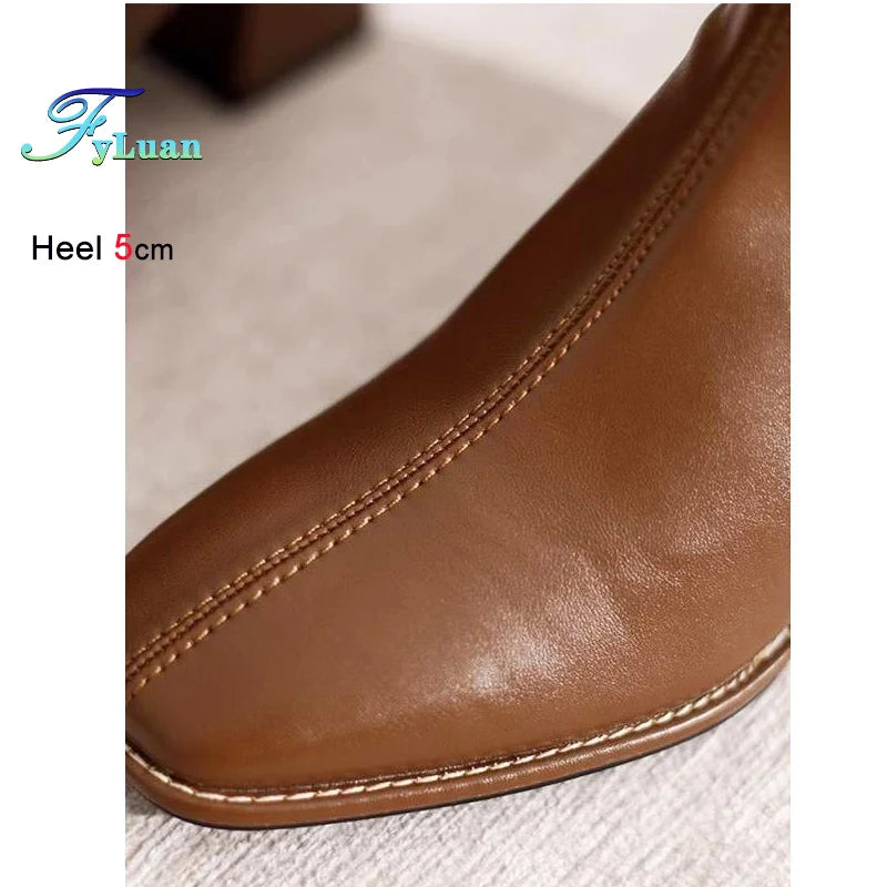 Square Toe Block Heel Ankle Boots