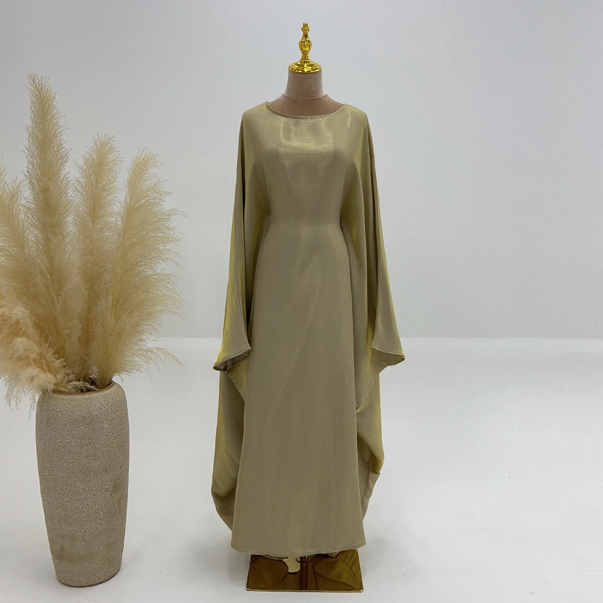 Shiny Loose Ankle-Length Kaftan Maxi Dress for Women