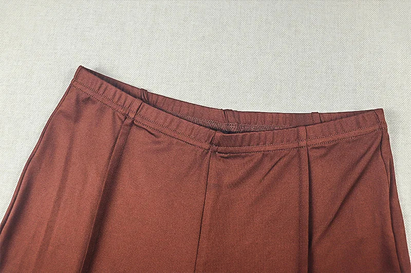 Brown Off Shoulder Corset Crop Top and Capri Pants Two Piece Set for Women