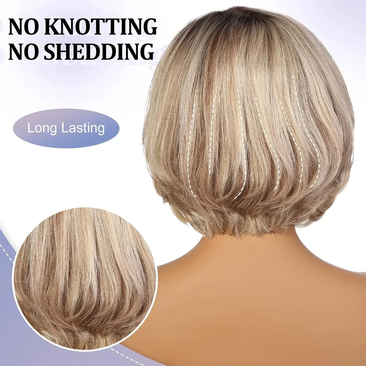 Short Wavy Lace Front Bob Wig With Blonde Highlights For Women