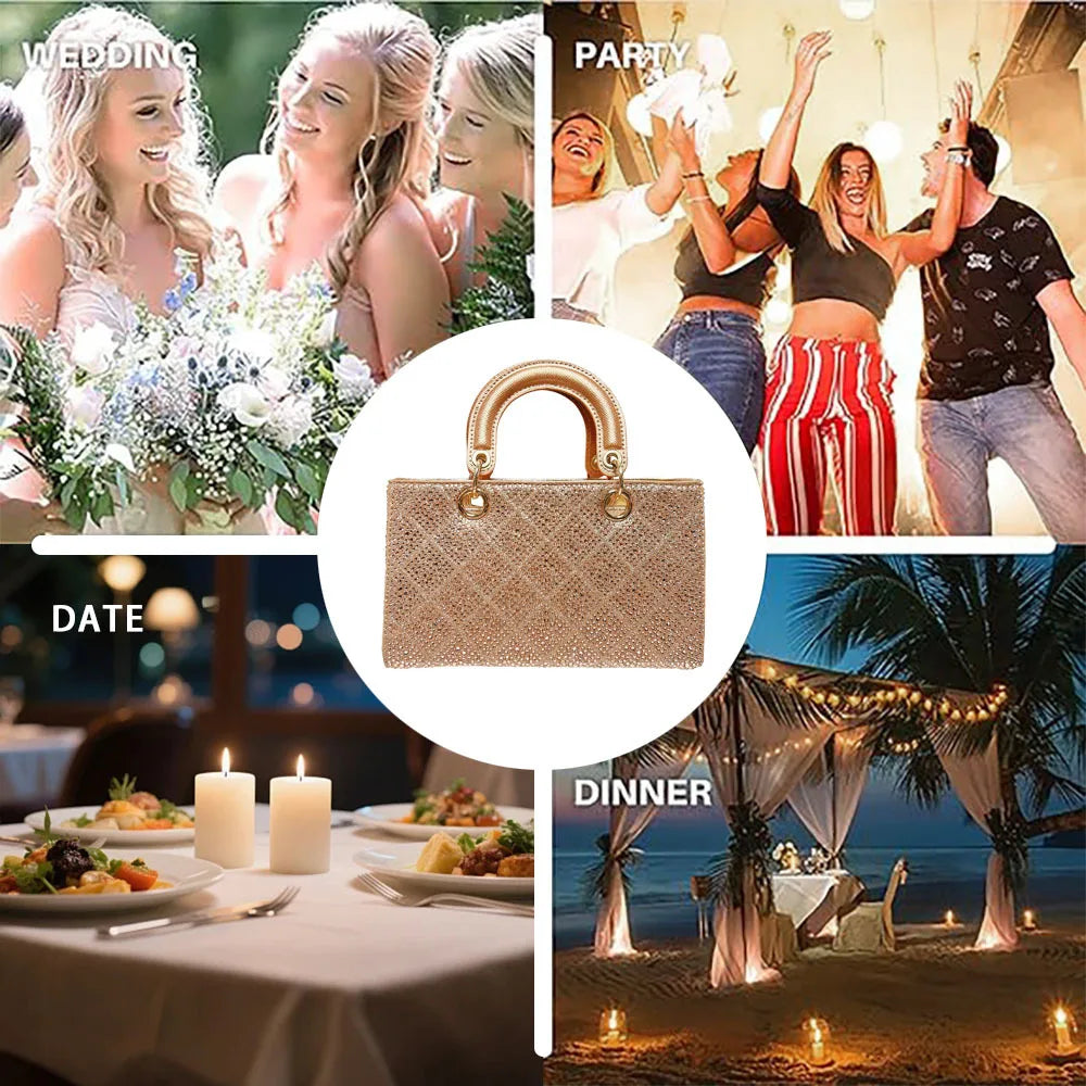 Rhinestone Party Handbag With Messenger Strap for Women