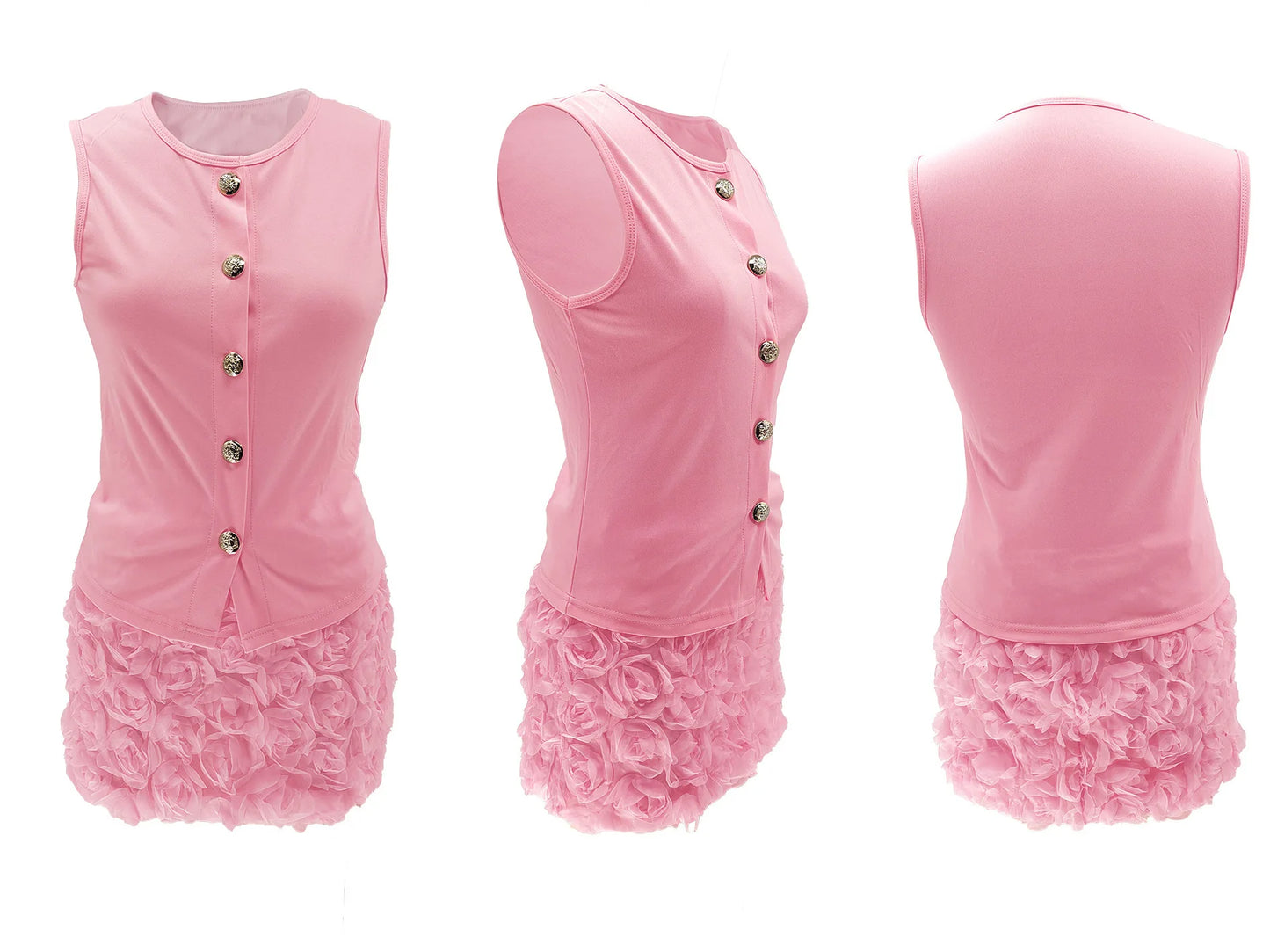 Elegant and Flattering Sleeveless O Neck Two Piece Set for Women