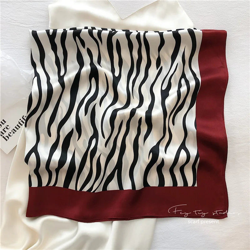 Elegant Art Gallery Style 100% Pure Silk Scarves For Women Soft Thin Striped Mulberry Silk Square Scarf Versatile For Spring Sum