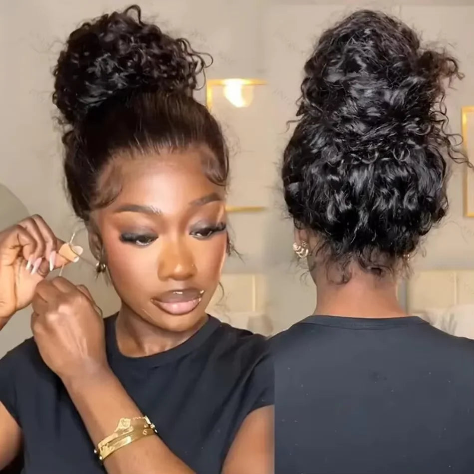 Deep Wave Glueless Human Hair Lace Front Wig for Women