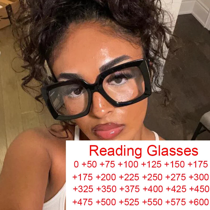 Oversized Square Blue Light Reading Glasses for Women